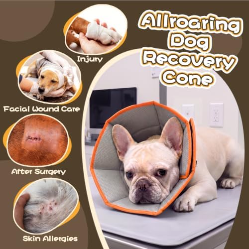 Allroaring Adjustable Dog Cone for Spay, Comfy Recovery Collar Orange L - Image 5