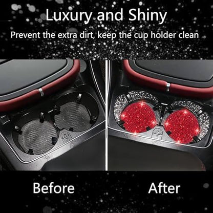 NBTEPEM 4pcs Bling Car Cup Holder Coaster, 2.75 inch Anti-Slip Shockproof - Image 7