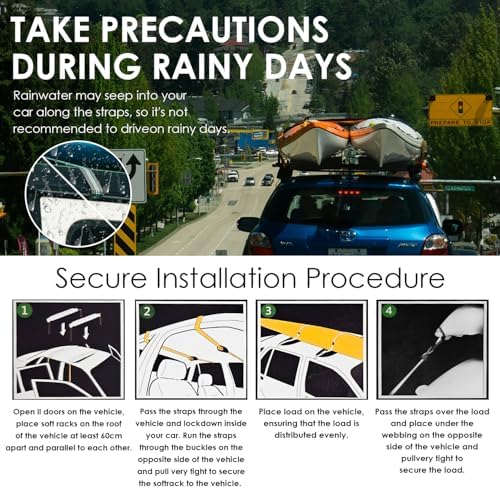 Soft Roof Rack Pads for Kayak Surfboard SUP Canoe, Universal Car Roof Rack - Image 7