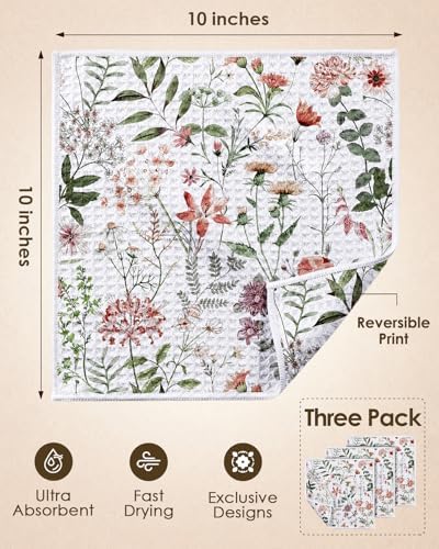 Miss Adola Double-Sided 3 Pack Dish Cloths, Floral Whispers - Image 4