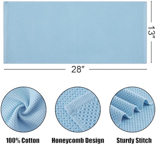 Kitinjoy 100% Cotton Waffle 4-Pack Kitchen Towels, Sky Blue - Image 2