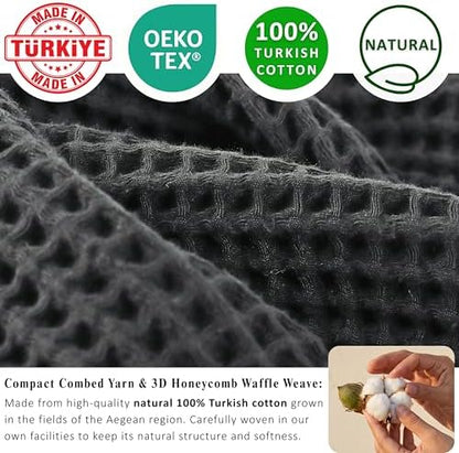 PÜSKÜL Natural 100% Turkish Cotton Waffle Bath Towels Set of 2, Extra-Large - Image 3