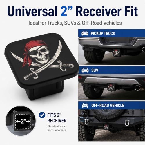 Trailer Hitch Covers Pirate Skull Flag Heavy Duty 2 Inch Hitch Cover - Image 4