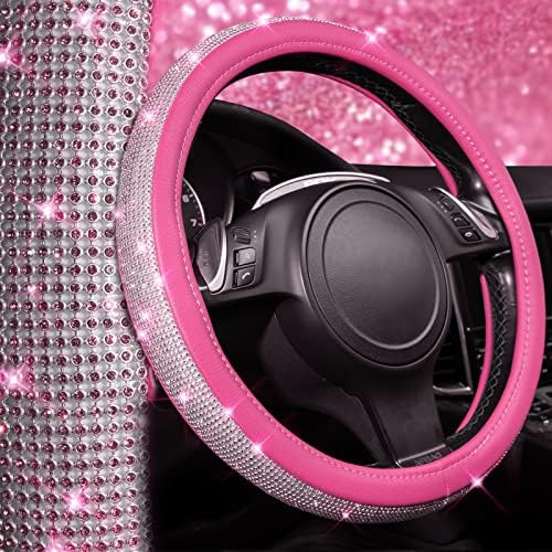 CAR PASS Bling Diamond Leather Steering Wheel Cover, - Image 2