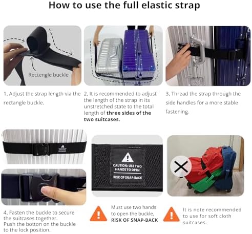 Adjustable Luggage Straps for Suitcases 3 PCS, Heavy Duty Lockable Buckle - Image 5