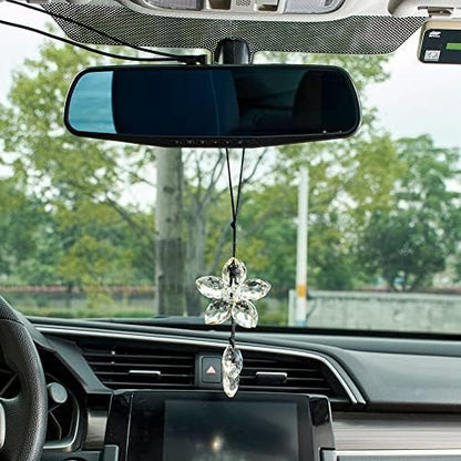 AuMoHall Crystal Flower Rear View Mirror Pendant Hanging Ornament Lucky Car - Image 7