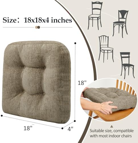 downluxe Chair Cushions for Dining Chairs 2 Pack, Tufted Indoor Chair Pads - Image 4