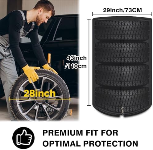 Tire Covers for Storage, Weatherproof Tire Bag Holds 4 Tires Up to 28" - Image 2