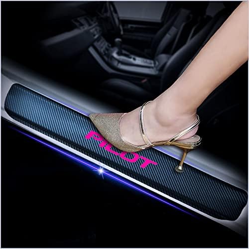 4Pcs Car Door Sill Protector for Honda Pilot, Carbon Fiber Anti-Scratch Guard by Unknown