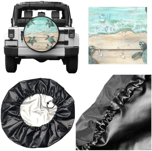 Wooden Beach Sea Turtles Spare Tire Cover - Image 3