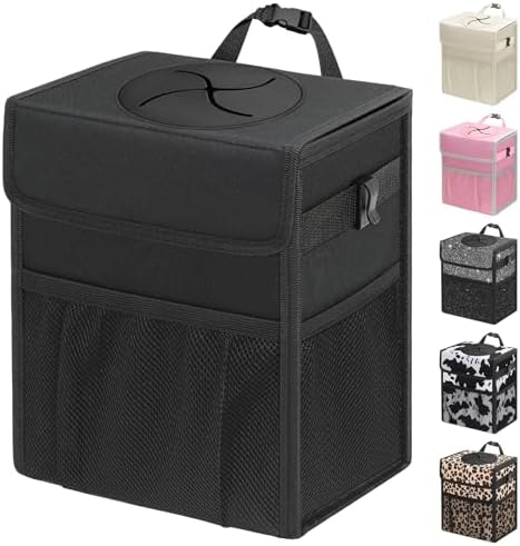 Capolo Car Trash Can with Lid, Leakproof Car Garbage Can Car Trash Bag by Capolo