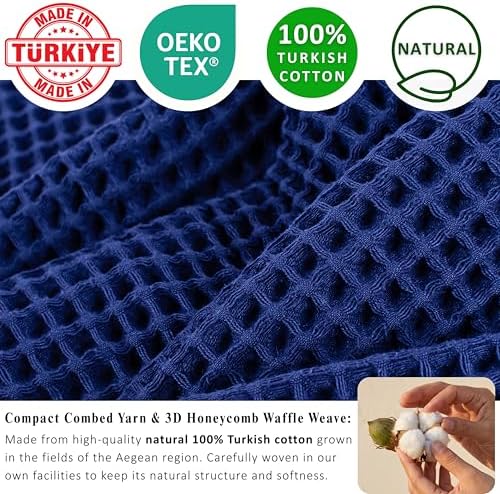 PÜSKÜL Natural 100% Turkish Cotton Waffle Bath Towels Set of 2, Extra-Large - Image 3
