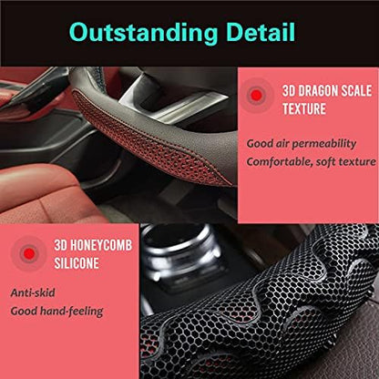 PINCTROT D Shaped Steering Wheel Cover Great Grip 14.5-15 Inch - Image 3
