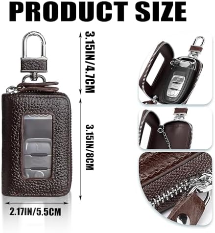 Car Key Case, PU Leather Auto Key Fob Cover, Car Smart Key Pouch - Image 2