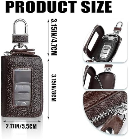 Car Key Case, PU Leather Auto Key Fob Cover, Car Smart Key Pouch - Image 2