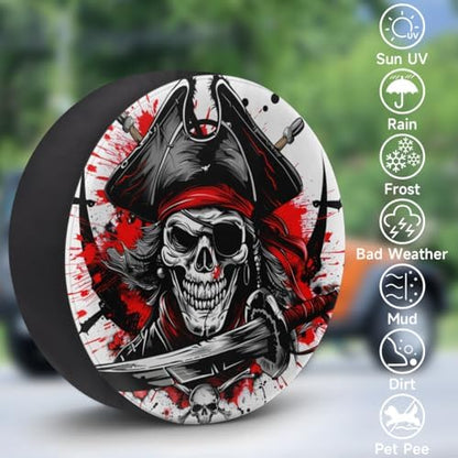 Spare Tire Cover for RV Trailer, Skull Pirate Tire Covers Universal Fit for - Image 3