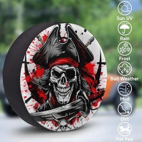 Spare Tire Cover for RV Trailer, Skull Pirate Tire Covers Universal Fit for - Image 3