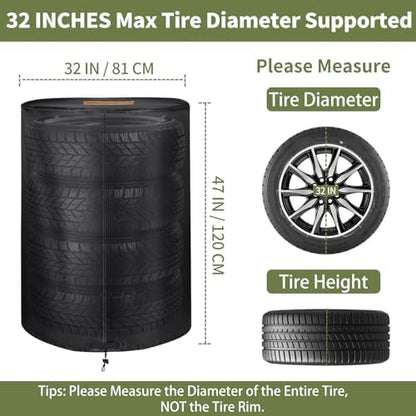 Tire Covers for Storage，Upgraded 420D Oxford Tire Covers Waterproof Outdoor - Image 6