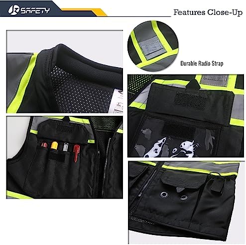 JKSafety Hi-Vis Unisex Surveyor Safety Vest Heavy Duty PPE Inner Pockets - Image 2