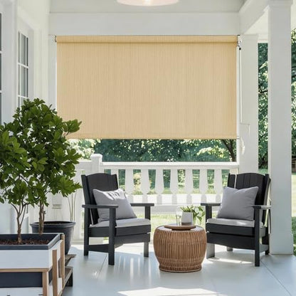 AOSKY Outdoor Roller Shades for Porch Privacy, Cordless Patio Roll Up Blinds - Image 2