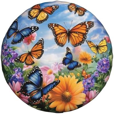 Spare Tire Cover for RV Camper, Butterfly Flower Tire Cover Protectors by Unknown