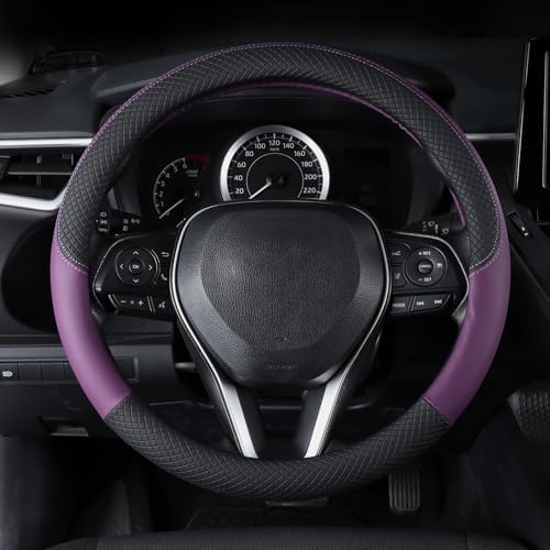 Automotive Steering Wheel Cover Leather Anti Slip Wrap 15" - Image 2