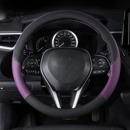 Automotive Steering Wheel Cover Leather Anti Slip Wrap 15" - Image 2