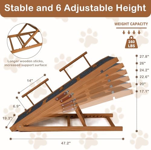 Dog Ramp for Bed, Non-Slip Pet Ramp Adjustable Heights - Image 5