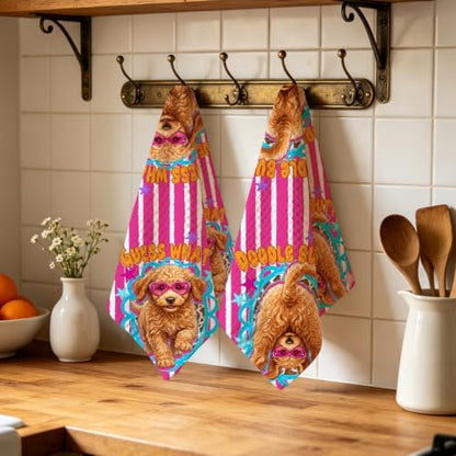 2 Pcs Funny Dog Mom Kitchen Towels, Soft Absorbent Waffle Hand Tea Towel - Image 4