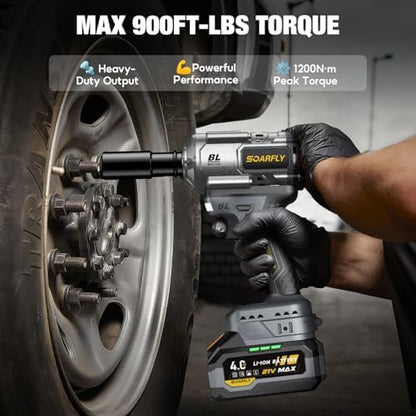 SOARFLY Cordless Impact Wrench 1/2", 900 Ft-Lbs, 2x4.0Ah Batteries - Image 3