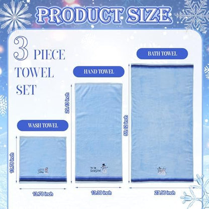 Peryiter 3 Pack Snowman Decorative Bath Towel Set - Image 2