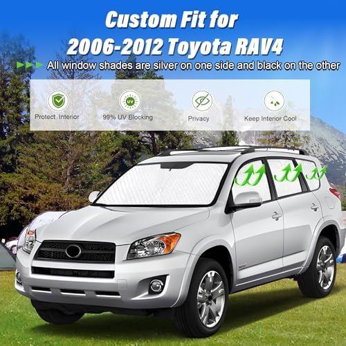 KMF Sun Shade Custom Fit for Toyota RAV4 2006-2012 Accessories, Full Car Window - Image 5