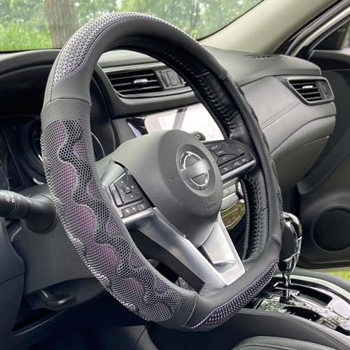 PINCTROT D Shaped Steering Wheel Cover Great Grip 14.5-15 Inch by PINCTROT
