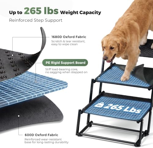 4‑Step Dog Stairs for Car Trunk, 18.5" Wide Foldable Lightweight Pet Stairs - Image 5