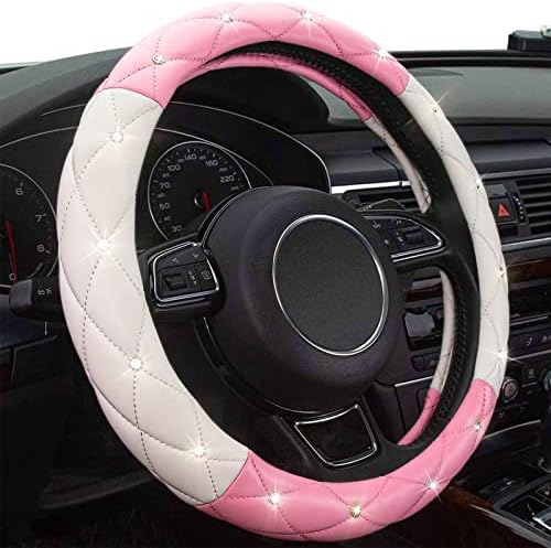 White Pink Steering Wheel Cover, Anti-Slip Steering Wheel Protector - Image 3