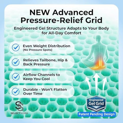 Gel Seat Cushion for Sitting, Pressure Relief for Tailbone and Back - Image 2