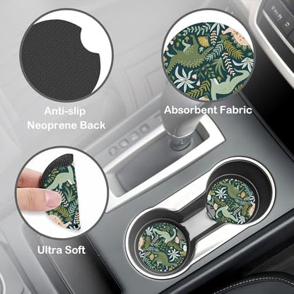 Dinosaurs and Tropical Leaves Steering Wheel Cover - Image 4
