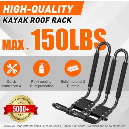 Taelakeni 2 Pairs Kayak Carrier Racks, Universal Cars Kayak Roof Rack - Image 5