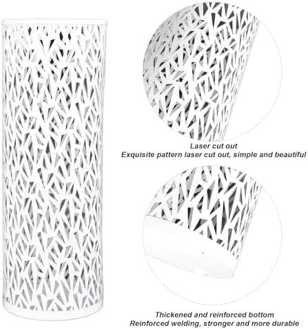 Jectse Umbrella Stand, Freestanding Round Metal Umbrella Holder Bin Hollowed - Image 3