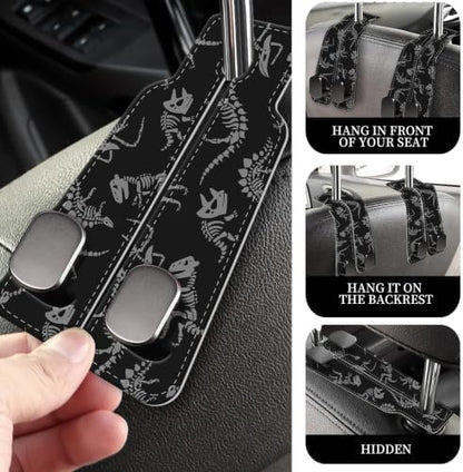 PU Leather Car Seat Hook, Storage Headrest Hanger, Cute Car Backseat Organizer - Image 2