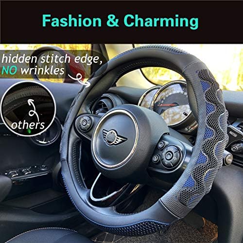PINCTROT Steering Wheel Cover Great Grip Honeycomb Design 15 Inch - Image 2