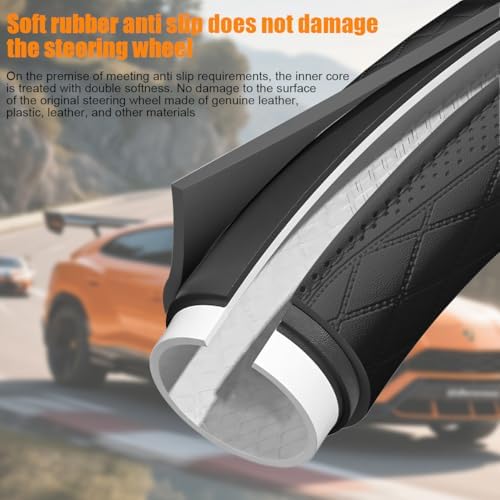 Zpana 14.5-15" Car Steering Wheel Cover, Breathable Soft Leather - Image 3