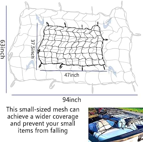 Car Cargo Net - 47 x 31.5 Large Capacity Elastic Truck Bed Cargo Net Roof Rack - Image 4