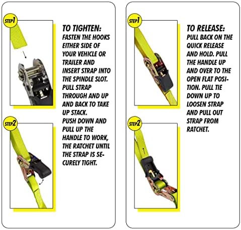 CARTMAN Ratchet Tie Down Straps, 1 in x 15 ft, 1500 lb - Image 6