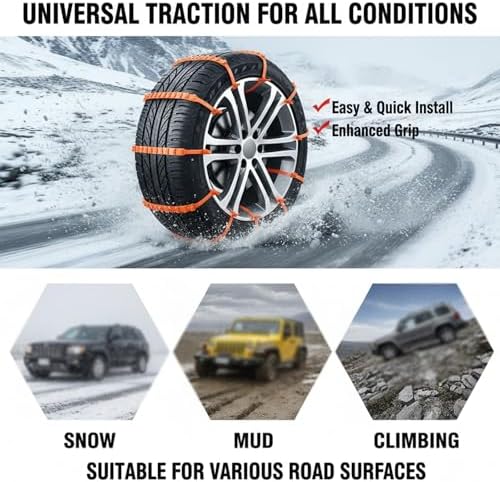 Universal Reusable Anti-Skid Nylon Tire Chains, Emergency Traction Straps - Image 5