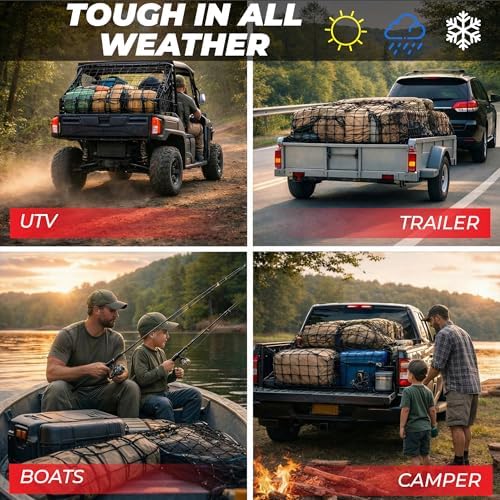 Truck Bed Cargo Net 4' x 6' Stretches to 8' x 12' Heavy Duty - Image 4
