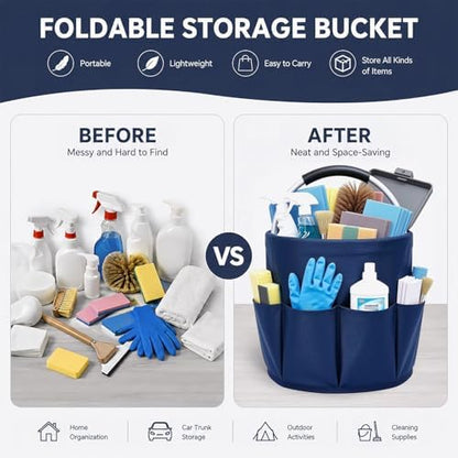 Portable Cleaning Caddy with Handle, Foldable Supply Organizer - Image 3