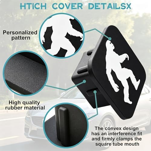 Trailer Hitch Cover Sasquatch Walking Square 2 Inch Receiver Tube Plug Cover - Image 3