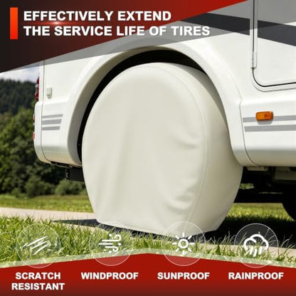 Explore Land Tire Covers 4 Pack Fit Tire Diameters 26-28.75 inch, Off White - Image 4