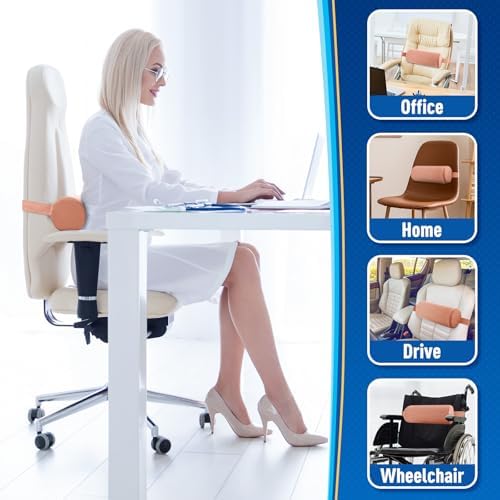 CushZone Lumbar Roll Support Pillow, Memory Foam Back Cushion - Image 7
